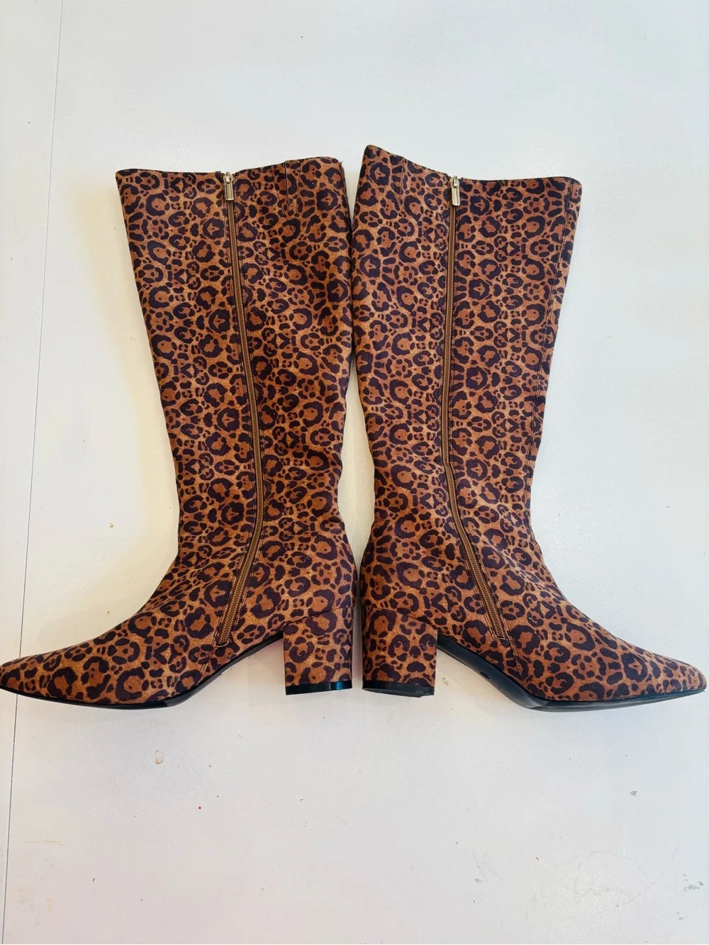 Leopard Print Over-the-Knee Boots in Brown Size 11 Wide Boots Height 18.5